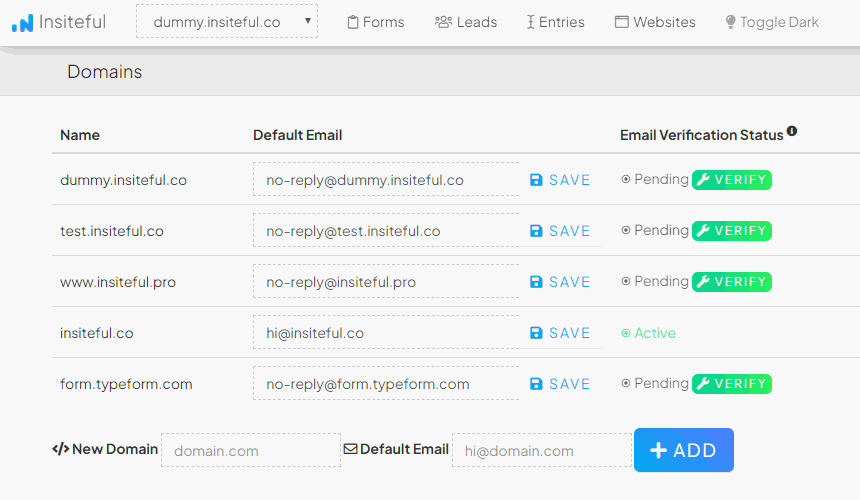 Add your website to Insiteful (app.insiteful.co/domains) - form abandonment and partial entry tracking solution