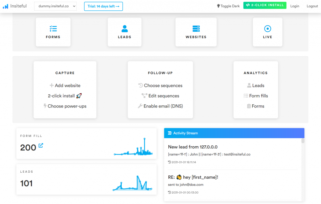 Dashboard: Web Form Tracking & Optimization | Insiteful