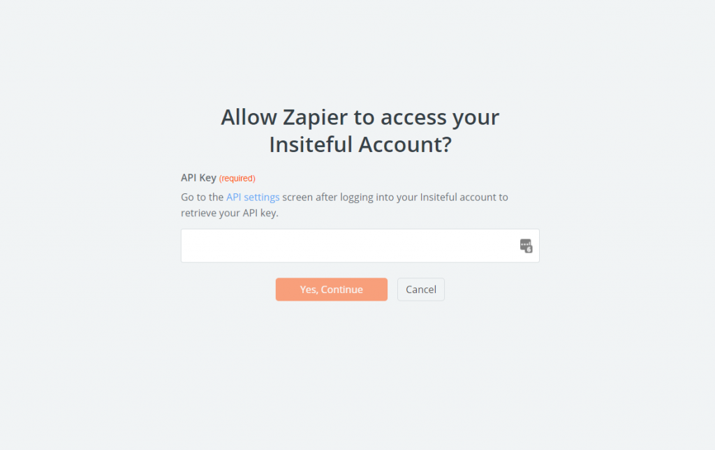 Insiteful API Key for Zapier