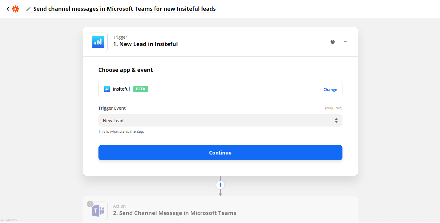 Click to connect Insiteful + Microsoft Teams via Zapier