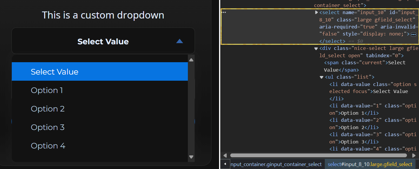 How-to track custom dropdowns / hidden HTML select tags