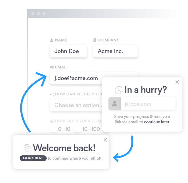 Save & continue later web forms | Insiteful : automate conversion rate optimization