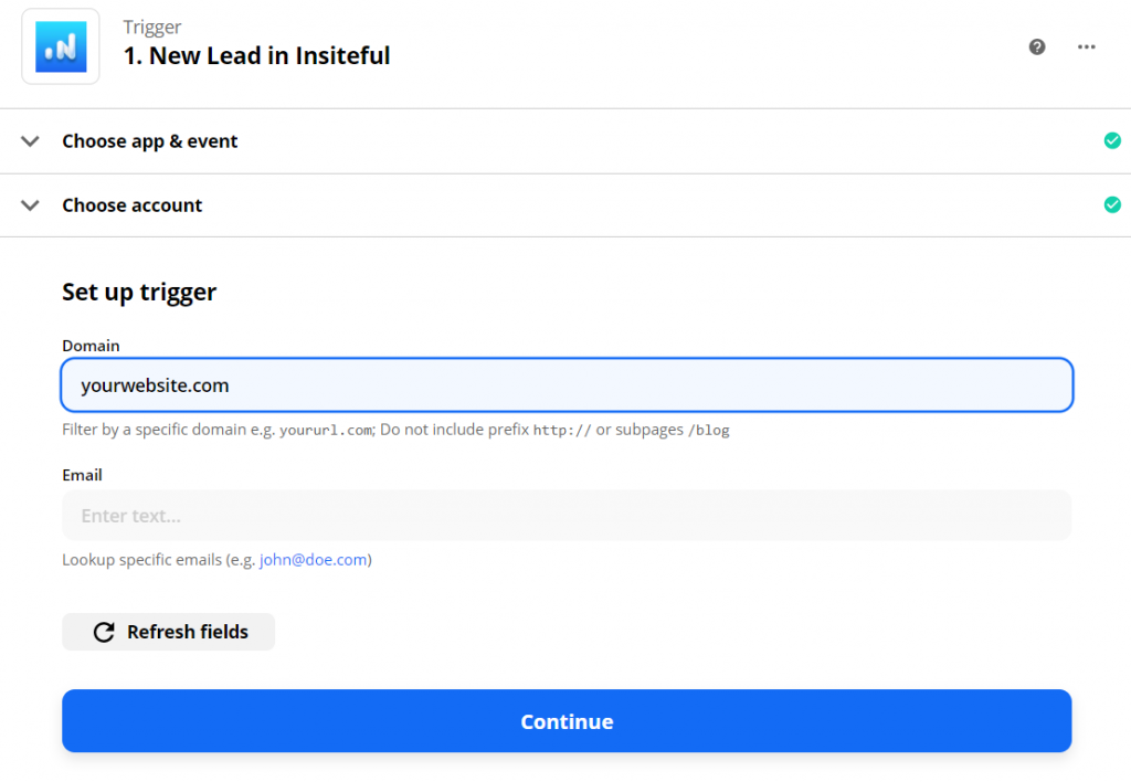 Insiteful Zapier integration: automatically sync leads recovered from abandoned forms