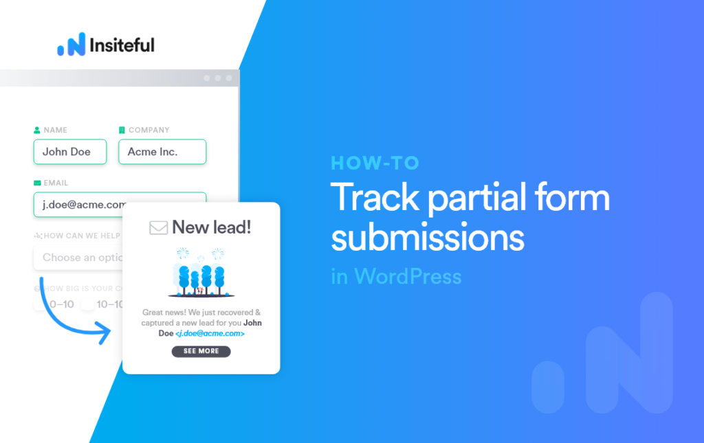 Track partial form entries in WordPress | Capture 100% of leads | No-code form tracking | Insiteful